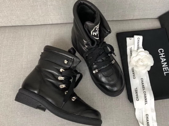 Chanel Quilted Short Boots in Black Lambskin G34083