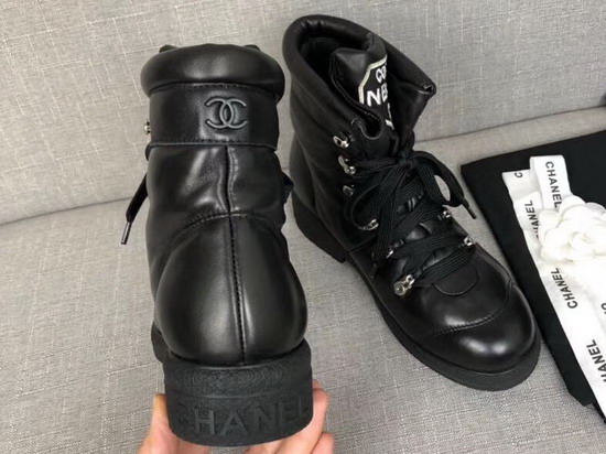 Chanel Quilted Short Boots in Black Lambskin G34083