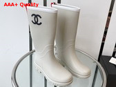 Chanel Rain Boot in Beige Rubber Replica