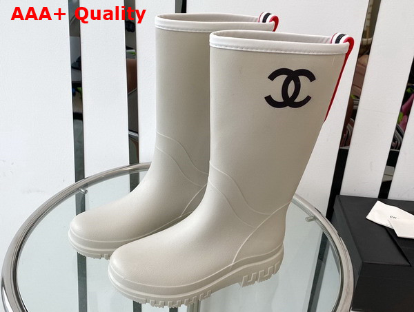 Chanel Rain Boot in Beige Rubber Replica