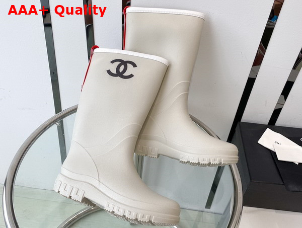 Chanel Rain Boot in Beige Rubber Replica