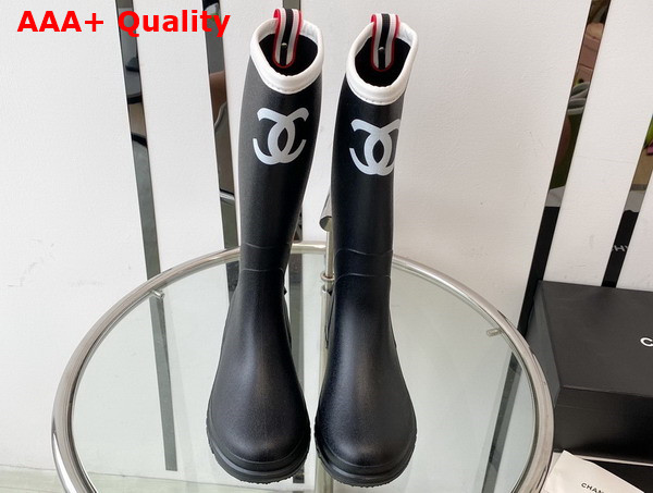 Chanel Rain Boot in Black Rubber Replica