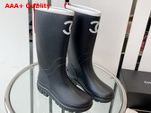 Chanel Rain Boot in Black Rubber Replica