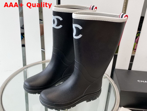 Chanel Rain Boot in Black Rubber Replica