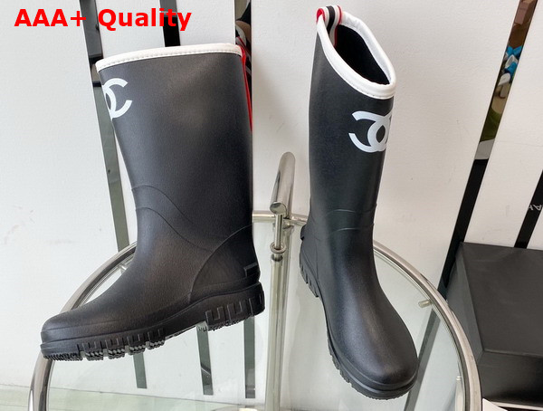 Chanel Rain Boot in Black Rubber Replica