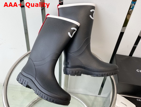 Chanel Rain Boot in Black Rubber Replica