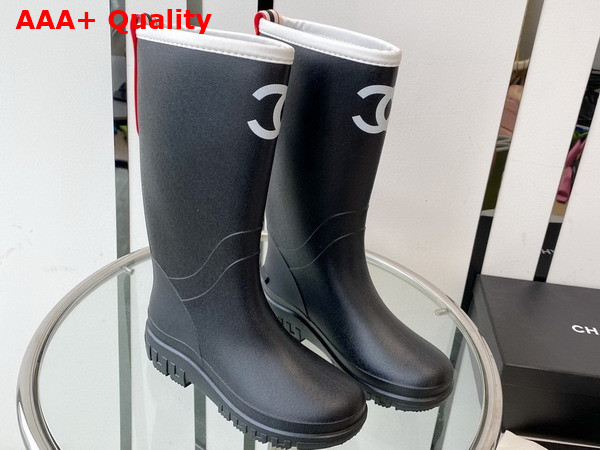 Chanel Rain Boot in Black Rubber Replica