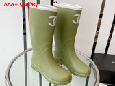 Chanel Rain Boot in Green Rubber Replica