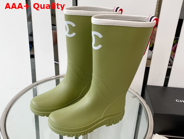 Chanel Rain Boot in Green Rubber Replica