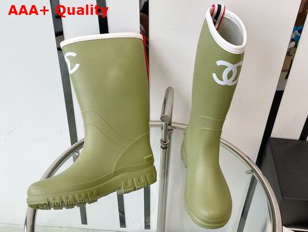 Chanel Rain Boot in Green Rubber Replica