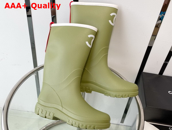 Chanel Rain Boot in Green Rubber Replica