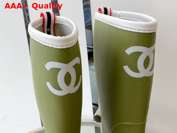 Chanel Rain Boot in Green Rubber Replica