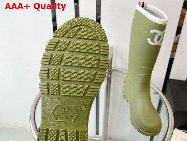 Chanel Rain Boot in Green Rubber Replica