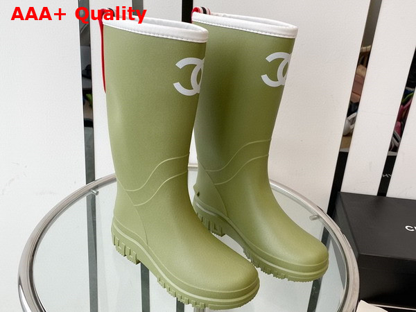 Chanel Rain Boot in Green Rubber Replica