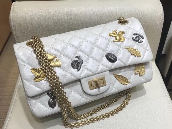 Chanel Reissue 255 Flap Bag with Lucky Charms White Aged Calfskin