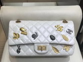 Chanel Reissue 255 Flap Bag with Lucky Charms White Aged Calfskin