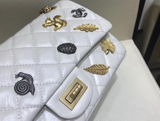 Chanel Reissue 255 Flap Bag with Lucky Charms White Aged Calfskin