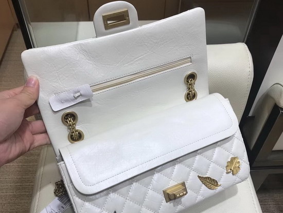 Chanel Reissue 255 Flap Bag with Lucky Charms White Aged Calfskin