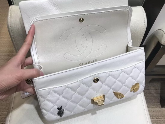 Chanel Reissue 255 Flap Bag with Lucky Charms White Aged Calfskin