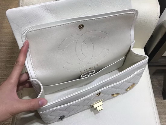 Chanel Reissue 255 Flap Bag with Lucky Charms White Aged Calfskin