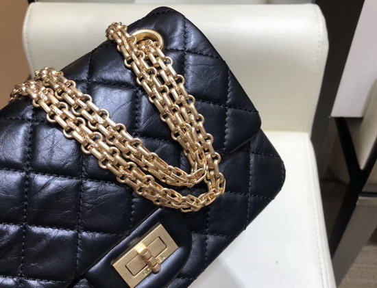 Chanel Reissue Small Flap Bag in Black Aged Calfskin with Gold Tone Metal AS0874