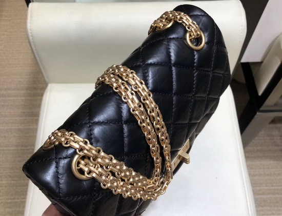 Chanel Reissue Small Flap Bag in Black Aged Calfskin with Gold Tone Metal AS0874