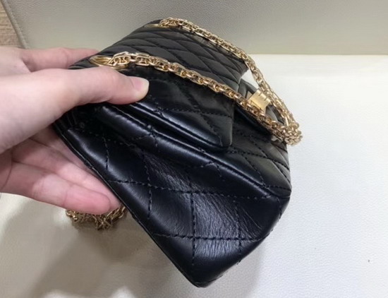 Chanel Reissue Small Flap Bag in Black Aged Calfskin with Gold Tone Metal AS0874