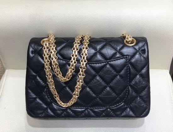 Chanel Reissue Small Flap Bag in Black Aged Calfskin with Gold Tone Metal AS0874