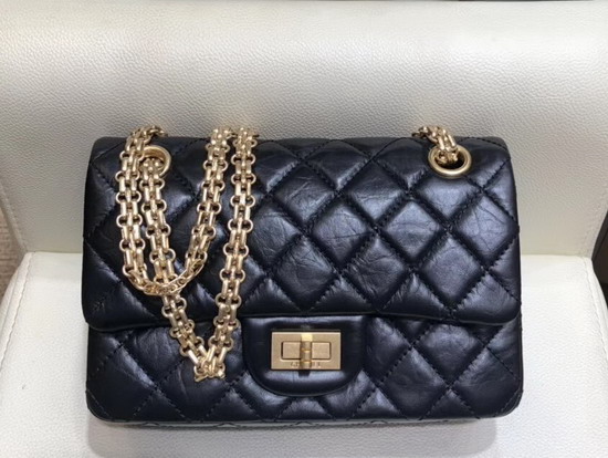 Chanel Reissue Small Flap Bag in Black Aged Calfskin with Gold Tone Metal AS0874