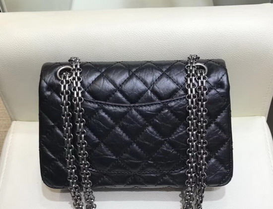 Chanel Reissue Small Flap Bag in Black Aged Calfskin with Silver Tone Metal AS0874