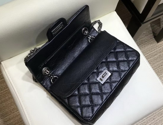 Chanel Reissue Small Flap Bag in Black Aged Calfskin with Silver Tone Metal AS0874