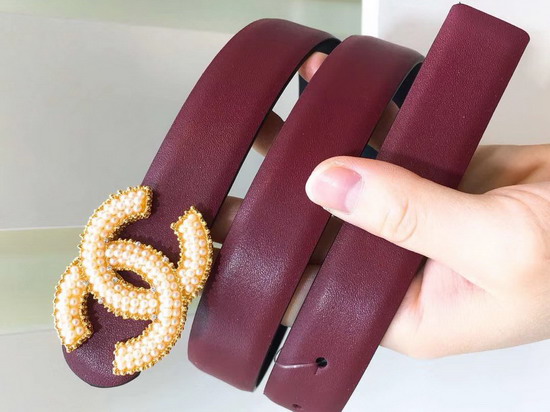 Chanel Reversible Blet Burgundy and Black Calfskin Gold CC Belt Buckle with Pearl Beads