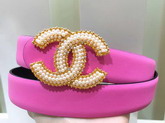 Chanel Reversible Blet Pink and Black Calfskin CC Belt Buckle with Pearl Beads