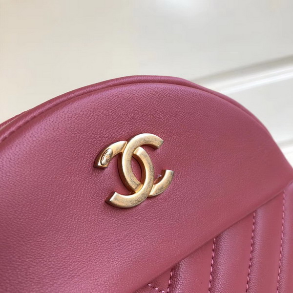 Chanel Round Bag Chevron Lambskin Pink