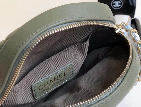 Chanel Round Bag Green Chevron Lambskin