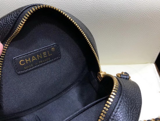 Chanel Round Chain Bag in Black Caviar Leather