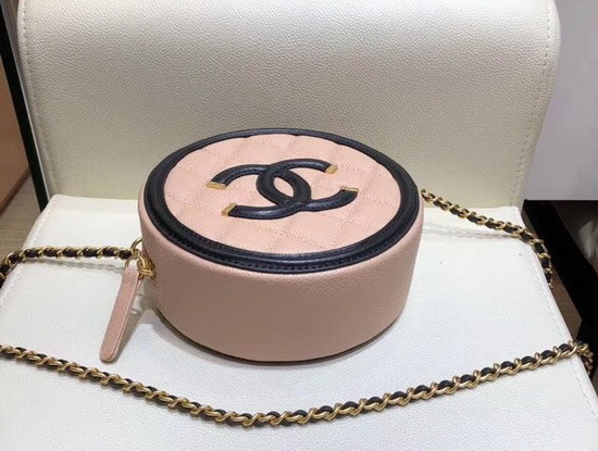 Chanel Round Chain Bag in Pink Caviar Leather