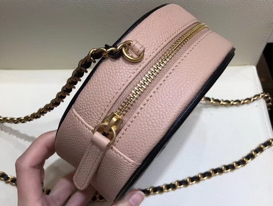 Chanel Round Chain Bag in Pink Caviar Leather