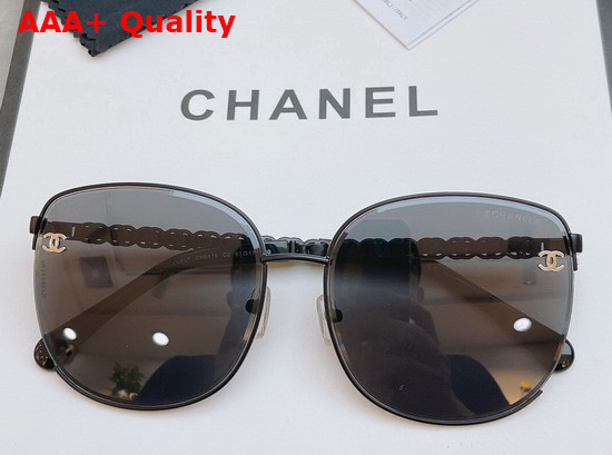 Chanel Round Sunglasses Black Metal Frame Black Lens Replica