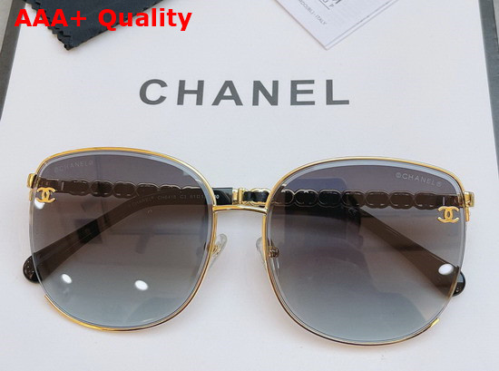 Chanel Round Sunglasses Black Metal Frame Black Lens Replica