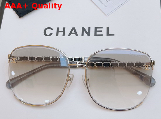 Chanel Round Sunglasses Black Metal Frame Black Lens Replica