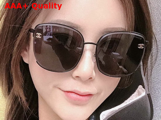 Chanel Round Sunglasses Black Metal Frame Black Lens Replica