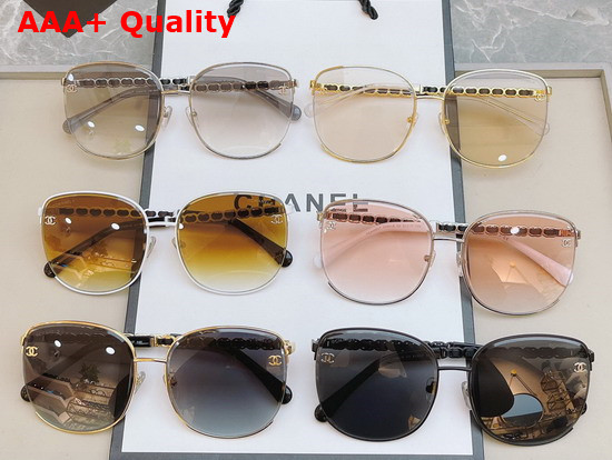 Chanel Round Sunglasses Black Metal Frame Black Lens Replica