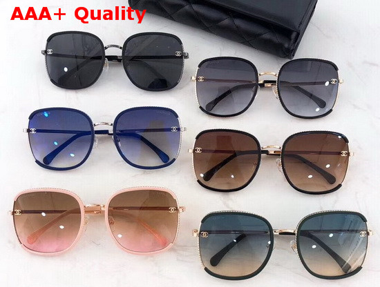 Chanel Round Sunglasses in Blue Metal and Acetate Replica