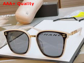 Chanel Round Sunglasses in White Acetate and Gold Metal Replica