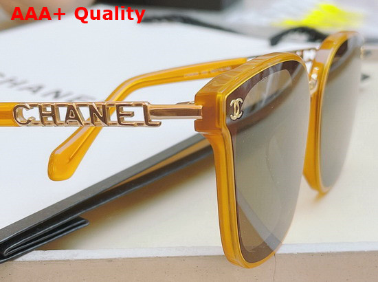 Chanel Round Sunglasses in White Acetate and Gold Metal Replica