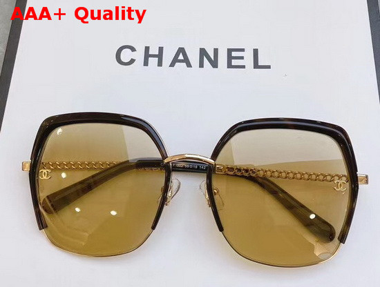 Chanel Round Sunglasses in White and Brown Lenses Replica