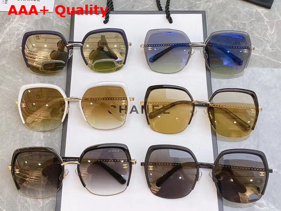 Chanel Round Sunglasses in White and Brown Lenses Replica