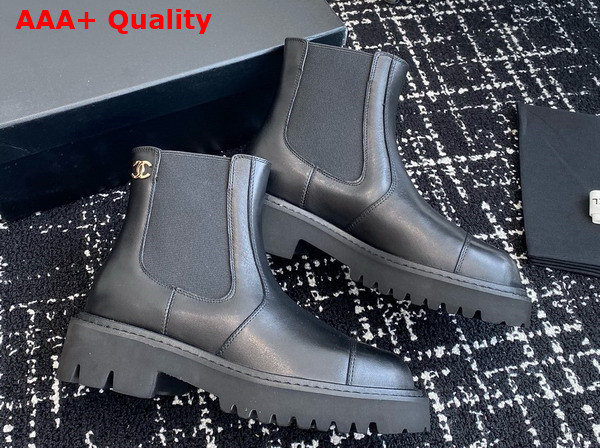 Chanel Round Toe Ankle Boot in Black Calfskin Replica