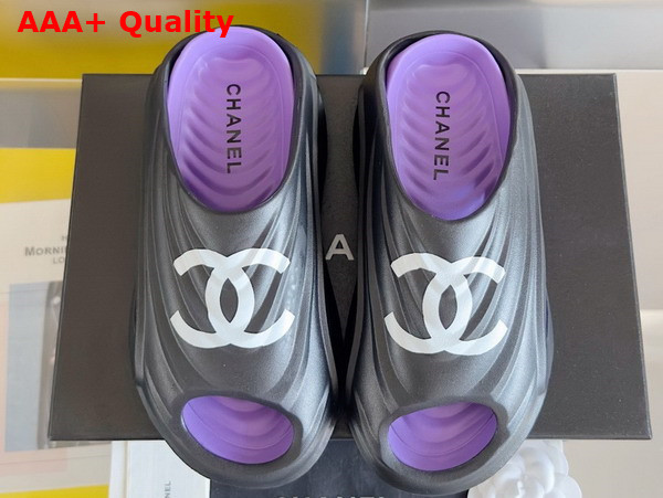 Chanel Rubber Mules in Black and Purple Replica